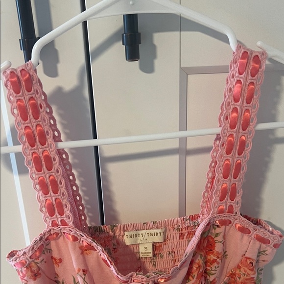 Floral Pink Tank Top with Lace Straps - Picture 3 of 4